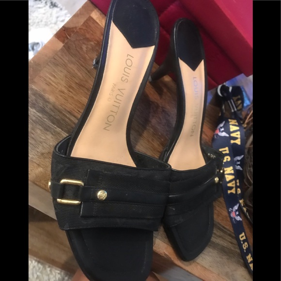 AUTHENTIC BLACK LV HEELS - Picture 1 of 2